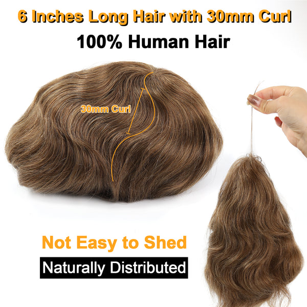 18# Color 100% Human Hair Thin Skin Toupee 0.03mm Thickness Invisible V-loop Knots Natural Hairline Men's Hair Pieces TP07