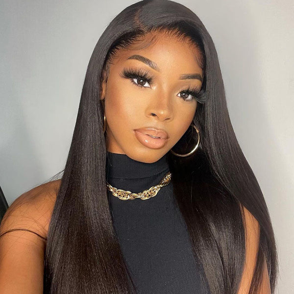 Beeos 360 SKINLIKE Real HD Lace Full Frontal Wig Yaki Straight Pre-plucked Hair ZH09