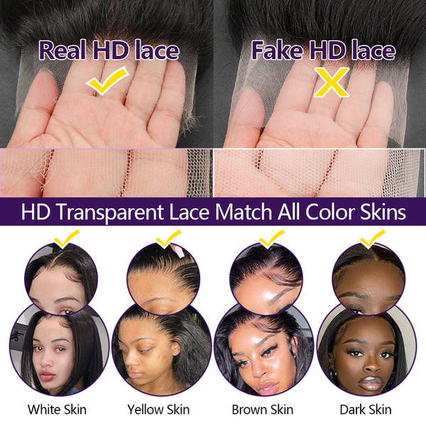 Beeos 13x4 SKINLIKE Real HD Lace Frontal Natural Color Human Hair BU25 | Ship from Amazon