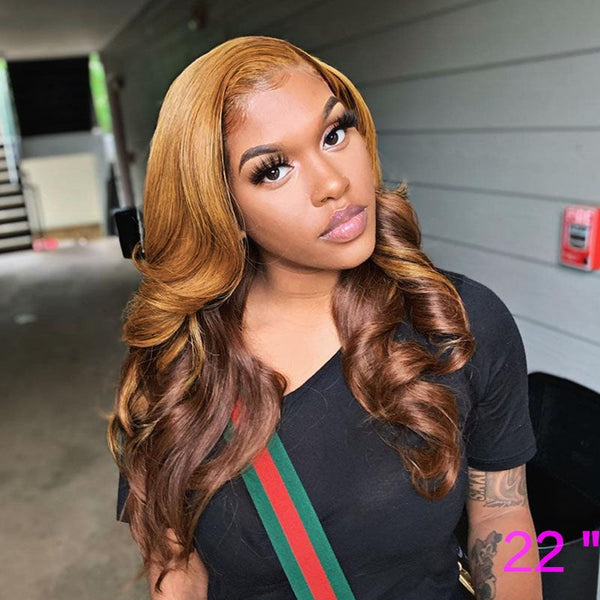 Beeos 13x4 SKINLIKE Real HD Lace Full Frontal Wave Wig Ombre Blonde Hair BL226
