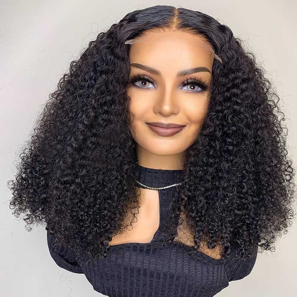 Beeos SKINLIKE Real HD Lace Closure Kinky Curly Glueless Wig 5*5 BC012
