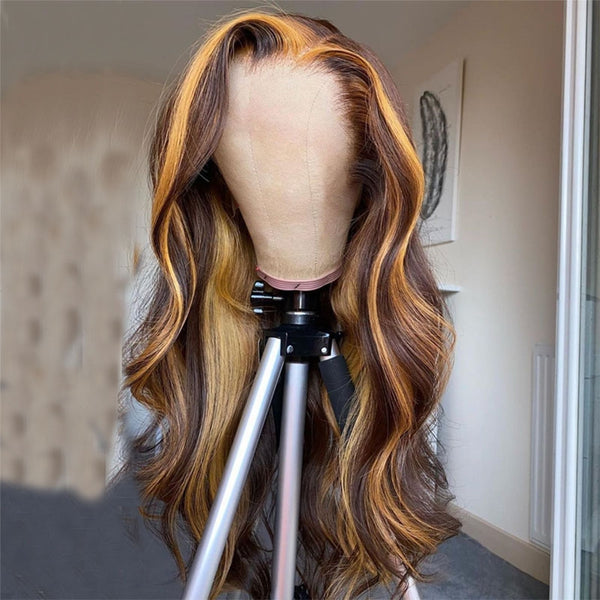 Beeos 13X4 SKINLIKE Real HD Lace Highlight Color Body Wave Full Frontal Wig BL155