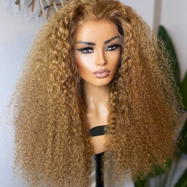 Beeos 13X4 SKINLIKE Real HD Lace Blonde Curly High Density Full Frontal Wig BL119