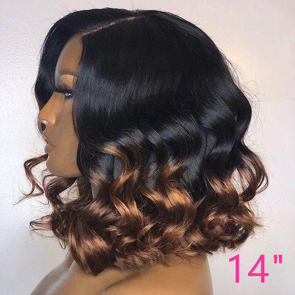 BEEOS Ombre Color Wave Bob SKINLIKE Real HD Lace Frontal Wig BL070