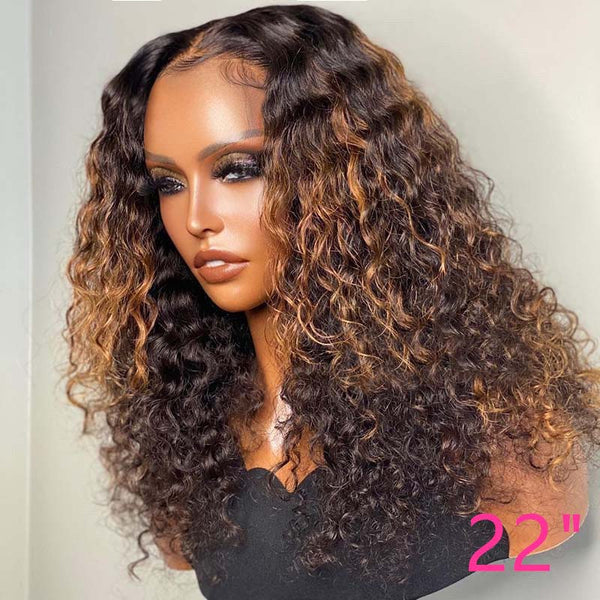 Beeos 13X4 SKINLIKE Real HD Lace Highlight Curly Full Frontal Wig BL069