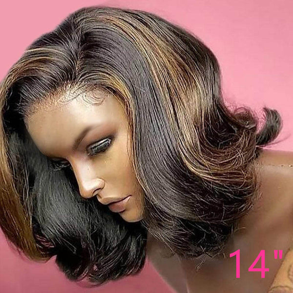 Beeos SKINLIKE Real HD Lace Front Bob Wig Wave Highlight Color BL007