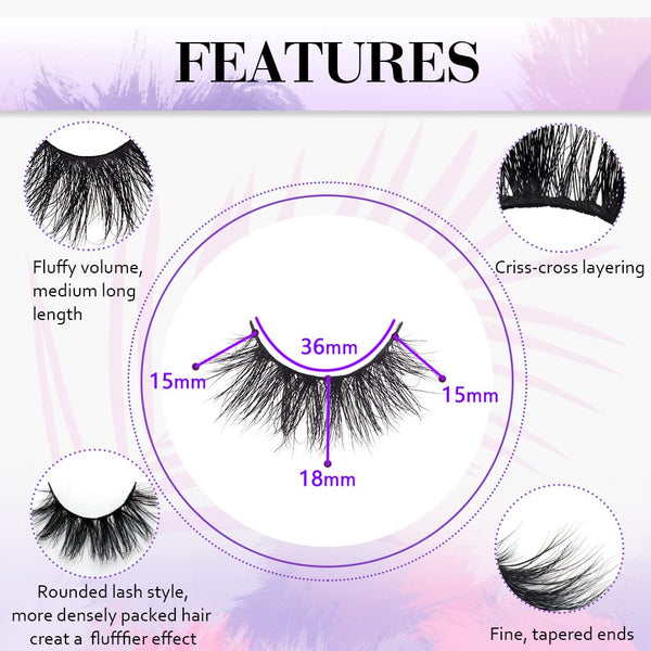 Amazon | BEEOS Real Siberian Mink 3D Eyelashes Wholesale 10 Pairs Fluffy Full Volume 18mm Long Reusable Lightweight for Daily Use Natural Look