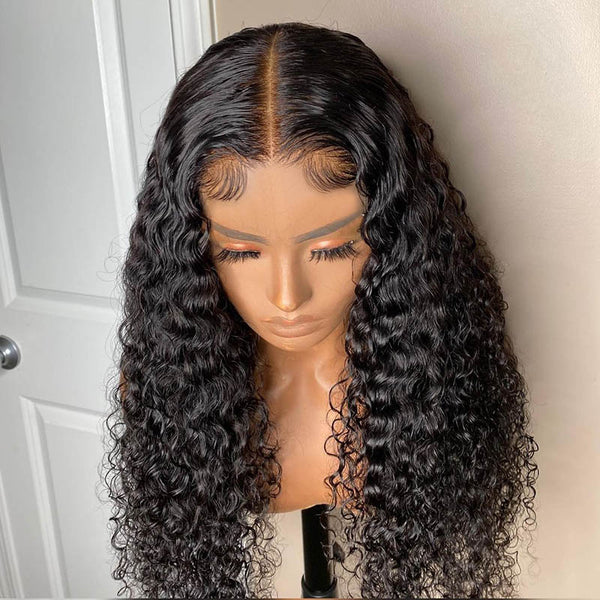 Beeos Full Lace Wig Deep Curly Pre-plucked Human Hair Wig BF001