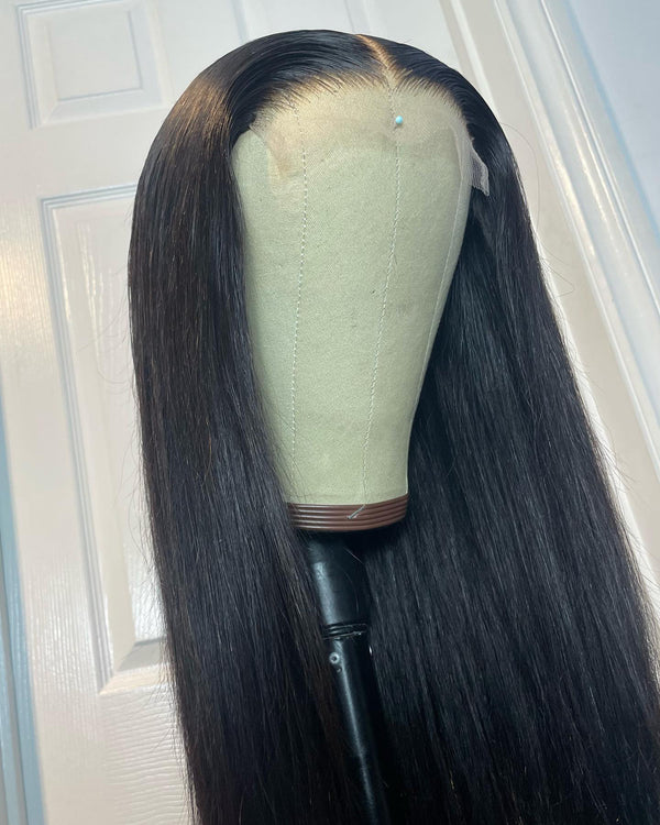 BEEOS Wear and Go Glueless Wigs Elastic Band 5x5 SKINLIKE Real HD Lace Closure Wig, 180% Density Pre Plucked Bleached Knots Straight Virgin Human Hair Ready to Wear Wigs No Glue AM22