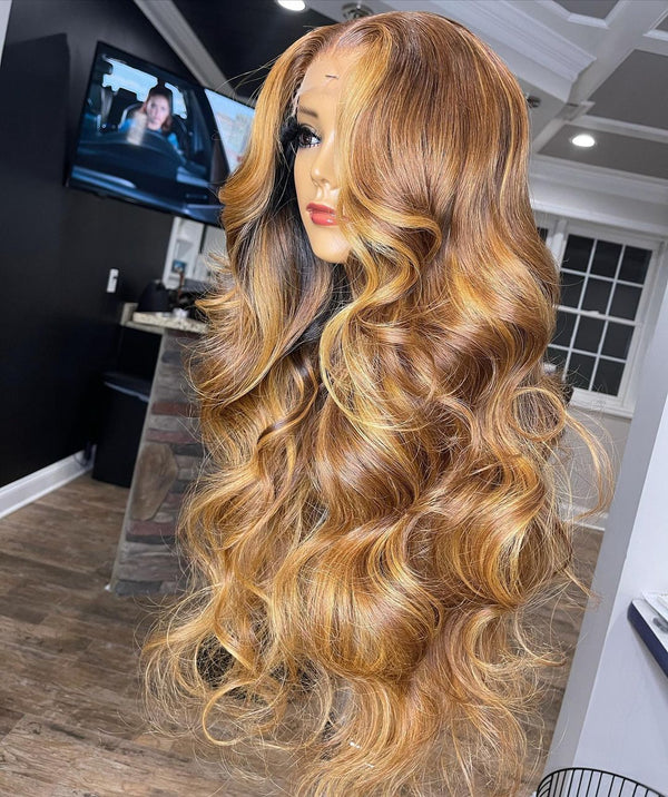 Beeos 13X4 SKINLIKE Real HD Lace Full Frontal Lace Wig Body Wave Ombre Color BL667