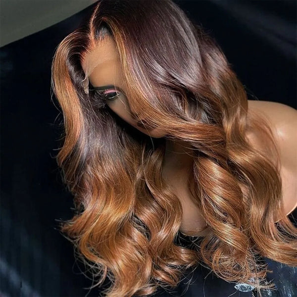 Beeos 13X4 SKINLIKE Real HD Lace Full Frontal Lace Wig Body Wave Ombre Color BL666