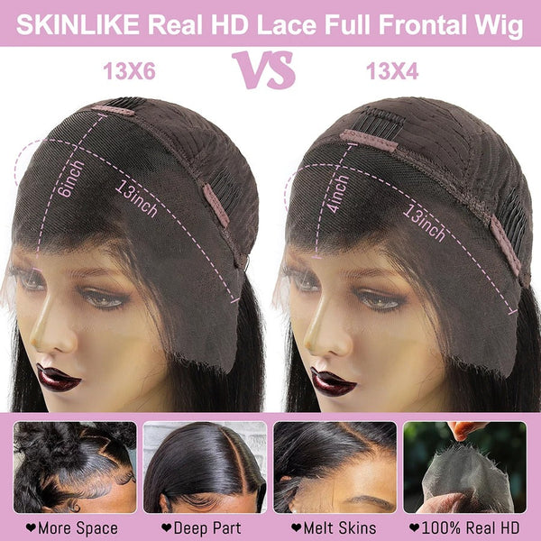 Beeos 13x6 Full Frontal SKINLIKE Real HD Lace Wig Silky Straight Pre Plucked ZH230 Ship From Amazon