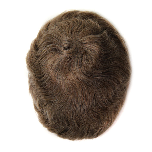 64# Real Swiss Lace Toupee 1B color 100% Human Hair Invisible Knots Natural Hairline Men's Hair Pieces TP09