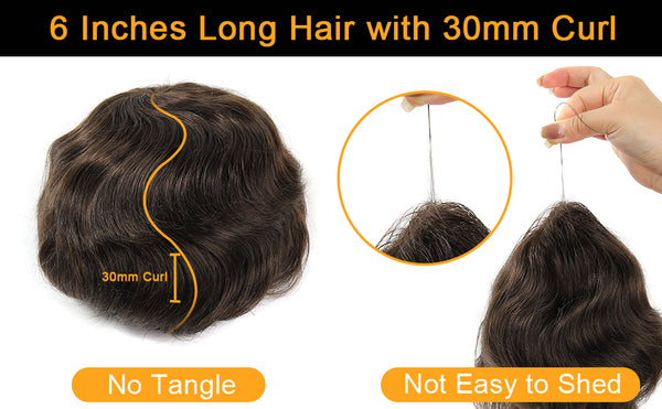 Invisible V-loop Knots Natural Hairline Men's Hair Pieces 3# Color 100% Human Hair Thin Skin Toupee 0.03mm Thickness TP05