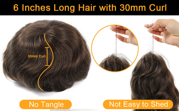 4# Color 100% Human Hair Thin Skin Toupee 0.03mm Thickness Invisible V-loop Knots Natural Hairline Men's Hair Pieces TP06