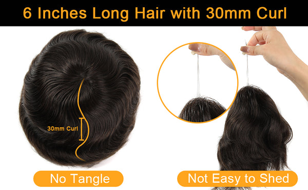 Invisible V-loop Knots Natural Hairline Men's Hair Pieces 2# Color 100% Human Hair Thin Skin Toupee 0.03mm Thickness TP04