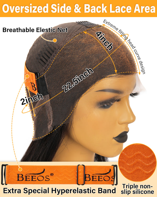 Beeos 360 SKINLIKE Real HD Lace Full Frontal Wig Silky Straight Natural Color Pre-plucked ZH028