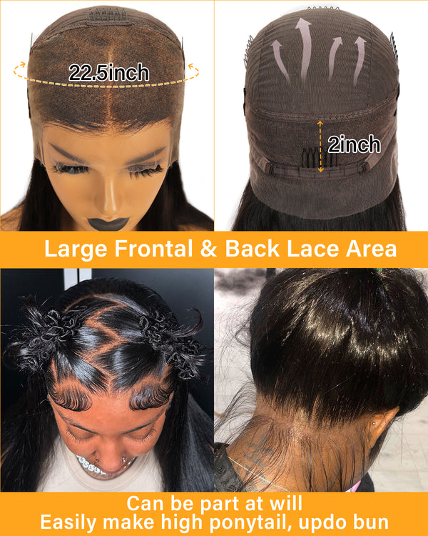 Beeos 360 SKINLIKE Real HD Lace Full Frontal Wig Silky Straight Natural Color Pre-plucked ZH028