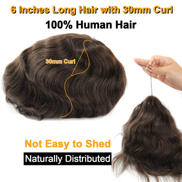 8*10 Q6 Swiss Lace Toupee 100% Human Hair Invisible Knots Natural Hairline Men's Hair Pieces TP10