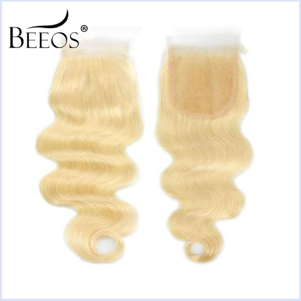 Beeos 5X5 613# Blonde SKINLIKE Real HD Lace Closure Body Wave Human Hair ZH040