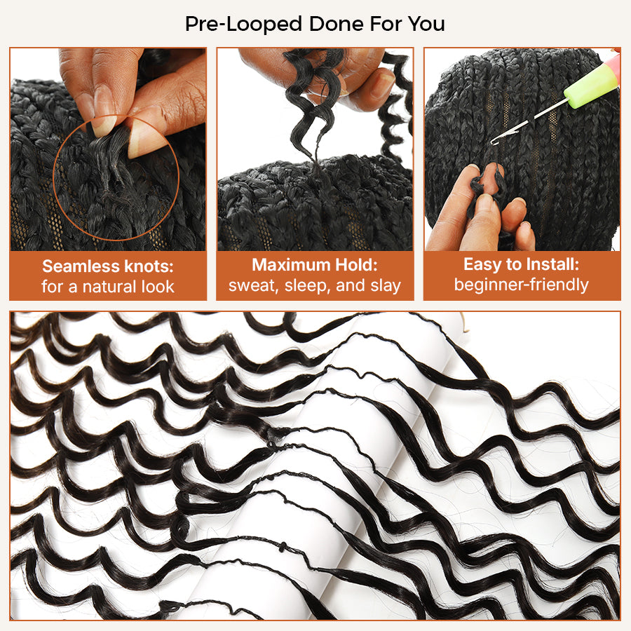 BEEOS Deep Curly Pre-Separated Feather Crochet 100% Human Hair