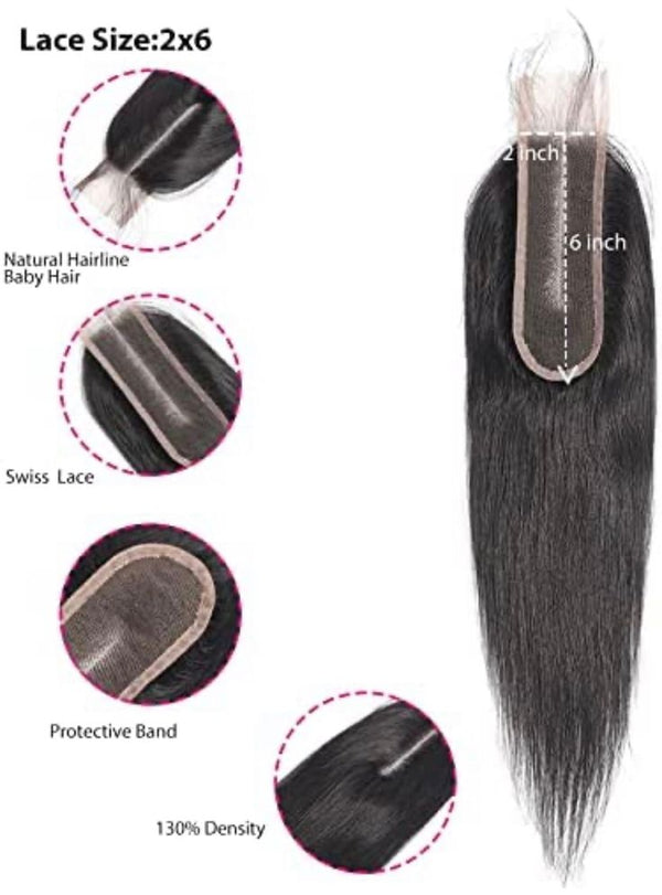 Copy of Beeos 2x6 SKINLIKE Real HD Lace Closure With 3Pcs Bundles Deal Straight Glueless ZH10