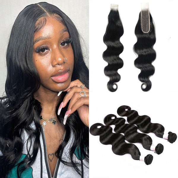 Beeos 2x6 SKINLIKE Real HD Lace Closure With 3Pcs Bundles Deal Body Wave Glueless ZH11