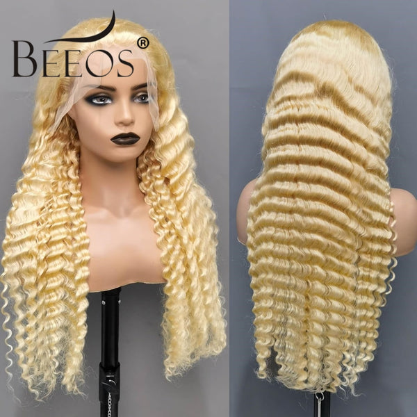 BEEOS SKINLIKE Real HD Lace 613 Blonde Color Deep Wave 13X4 HD Lace Full Frontal Wig ZH043