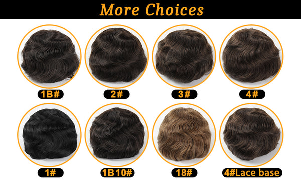 Beeos Invisible V-loop Knots Natural Hairline Men's Hair Pieces 100% Human Hair Thin Skin Toupee 0.03mm Thickness TP02