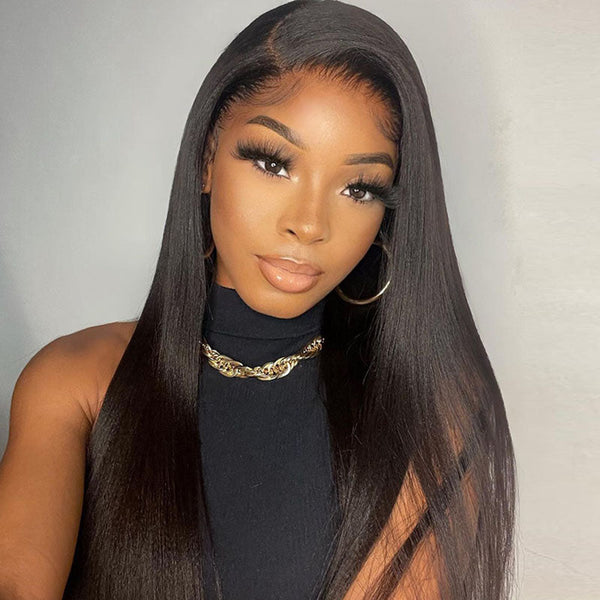 Beeos 360 SKINLIKE Real HD Lace Full Frontal Wig Yaki Straight Pre-plucked Hair ZH09