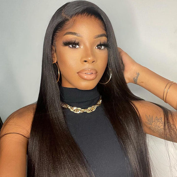 Beeos 360 SKINLIKE Real HD Lace Full Frontal Wig Yaki Straight Pre-plucked Hair ZH09