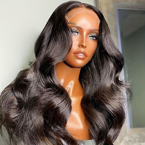 BEEOS Wear and Go Glueless Wigs Elastic Band 5x5 SKINLIKE Real HD Lace Closure Wig 180% Density Pre Plucked Bleached Knots Body Wave Virgin Human Hair Ready to Wear Wigs No Glue WG01