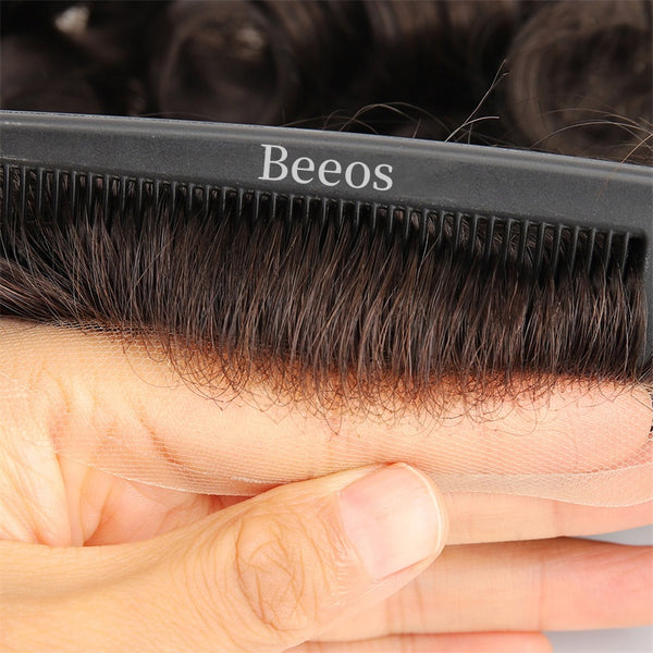 8*10 Q6 Swiss Lace Toupee 100% Human Hair Invisible Knots Natural Hairline Men's Hair Pieces TP10