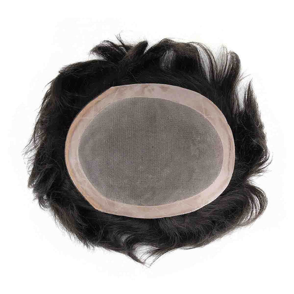 Beeos Mono Lace Toupee 100% Human Hair Invisible Knots Natural Hairline Men's Hair Pieces Folded Lace Front TP14