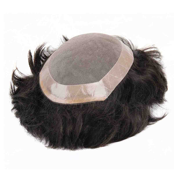 Beeos Mono Lace Toupee 100% Human Hair Invisible Knots Natural Hairline Men's Hair Pieces Folded Lace Front TP14