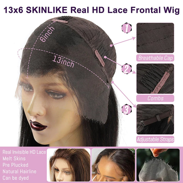 SKINMELT 13x6 Full Frontal Lace Wig 4/27 Highlight Silky Straight Wig ZH01
