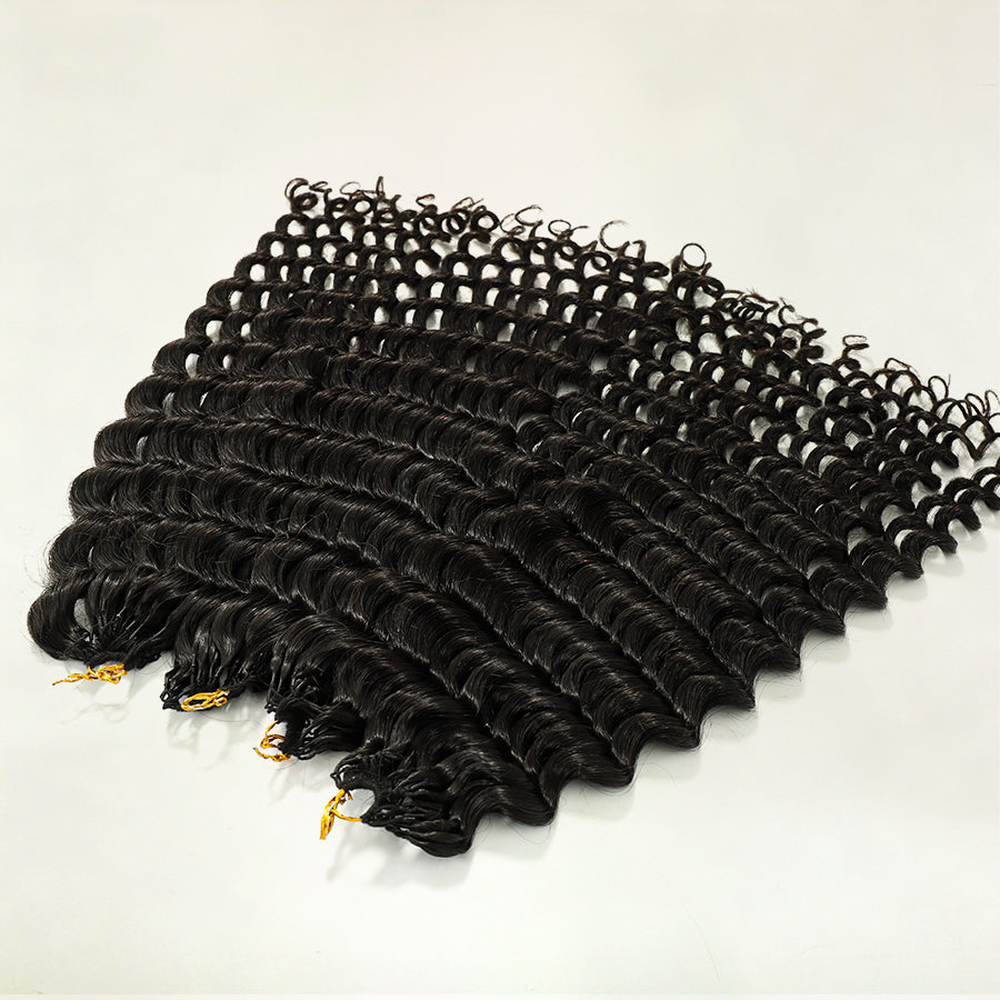 BEEOS Deep Curly Pre-Separated Feather Crochet 100% Human Hair