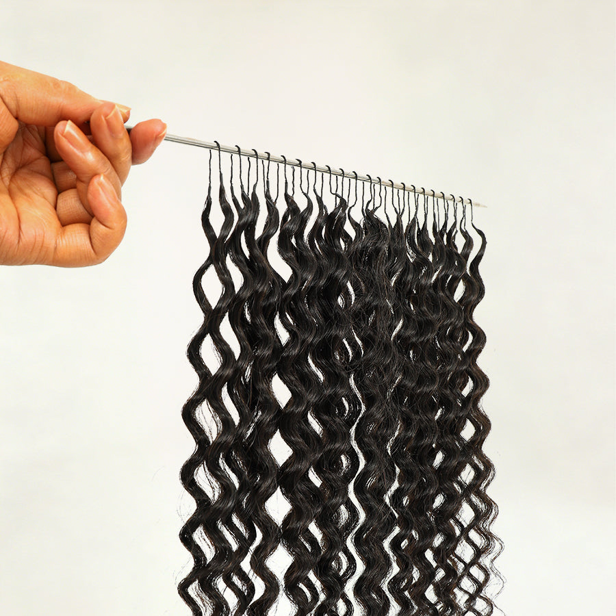 BEEOS Deep Curly Pre-Separated Feather Crochet 100% Human Hair