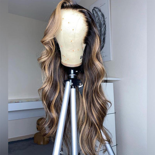 Beeos 13x6 SKINLIKE Real HD Lace Front Wig Ombre Balayage Highlight Body Wave BL046