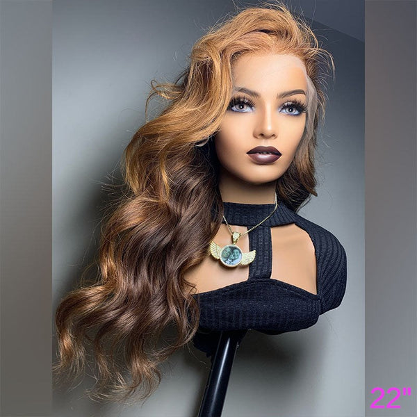 Beeos 13x4 SKINLIKE Real HD Lace Full Frontal Wig Ombre Blonde Wave Human Hair BL160