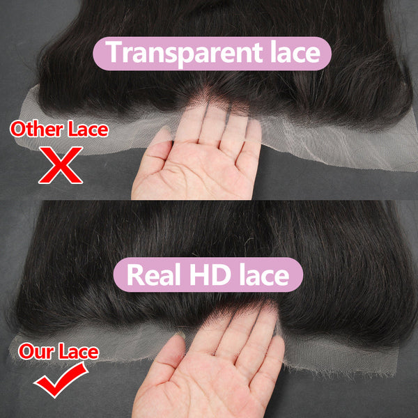 Beeos 13x6 SKINLIKE Real HD Lace Frontal Natural Color Human Hair BU21 | Ship From Amazon