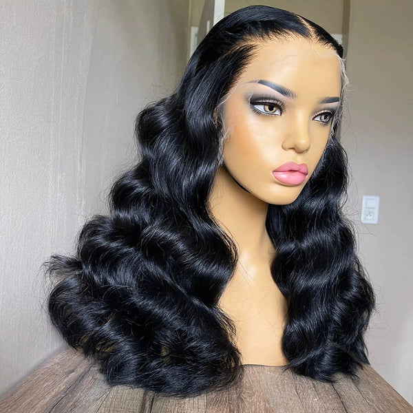 Beeos Jet Black 13x4 Full Frontal SKINLIKE Real HD Lace Wig Loose Wave BL228