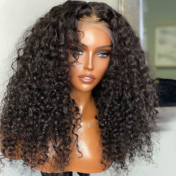 Beeos 13X6 Deep Curly Natural Color Skinlike Real HD Lace Full Frontal Human Hair Wigs BL208