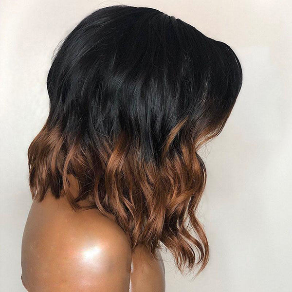 BEEOS Ombre Color Wave Bob SKINLIKE Real HD Lace Frontal Wig BL070