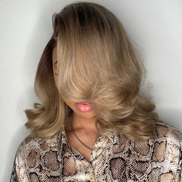 BEEOS SKINLIKE Real HD Lace Ombre Ash Blonde Lace Frontal Wave Bob BL055