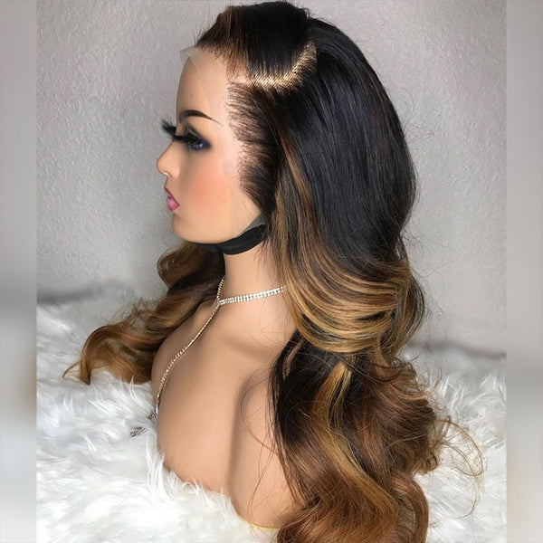 BEEOS 13X4 SKINLIKE Real HD Lace Ombre Blonde Body Wave Full Frontal Wig BL014