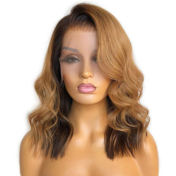 BEEOS SKINLIKE Real HD Lace Front Ombre Blonde Color Wave Curly Bob BL060