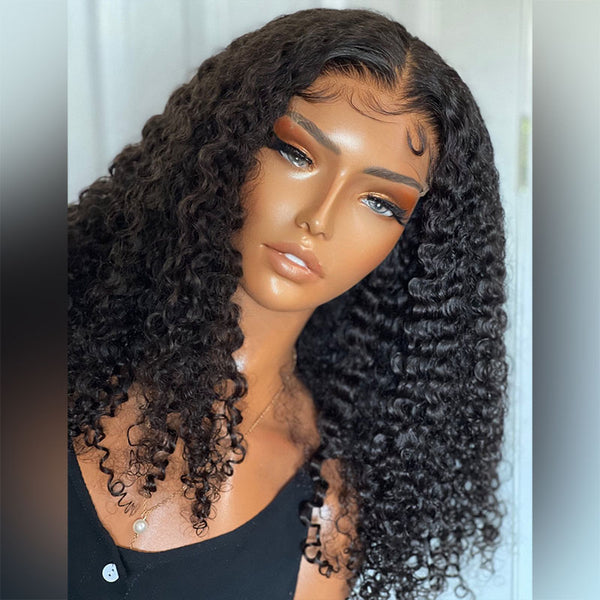 Beeos SKINLIKE Real HD Lace Closure Deep Curly Glueless Wig 5*5 200% Density BC018