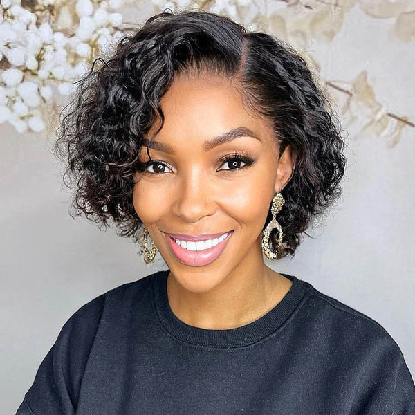 Beeos 13x4 SKINLIKE Real HD Lace Front Bob Wig Curly and Straight  BL101