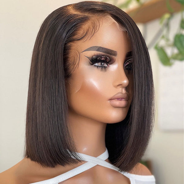 Beeos 13X4 SKINLIKE Real HD Lace Front Bob Wig Straight Bob Brazilian Hair BL105